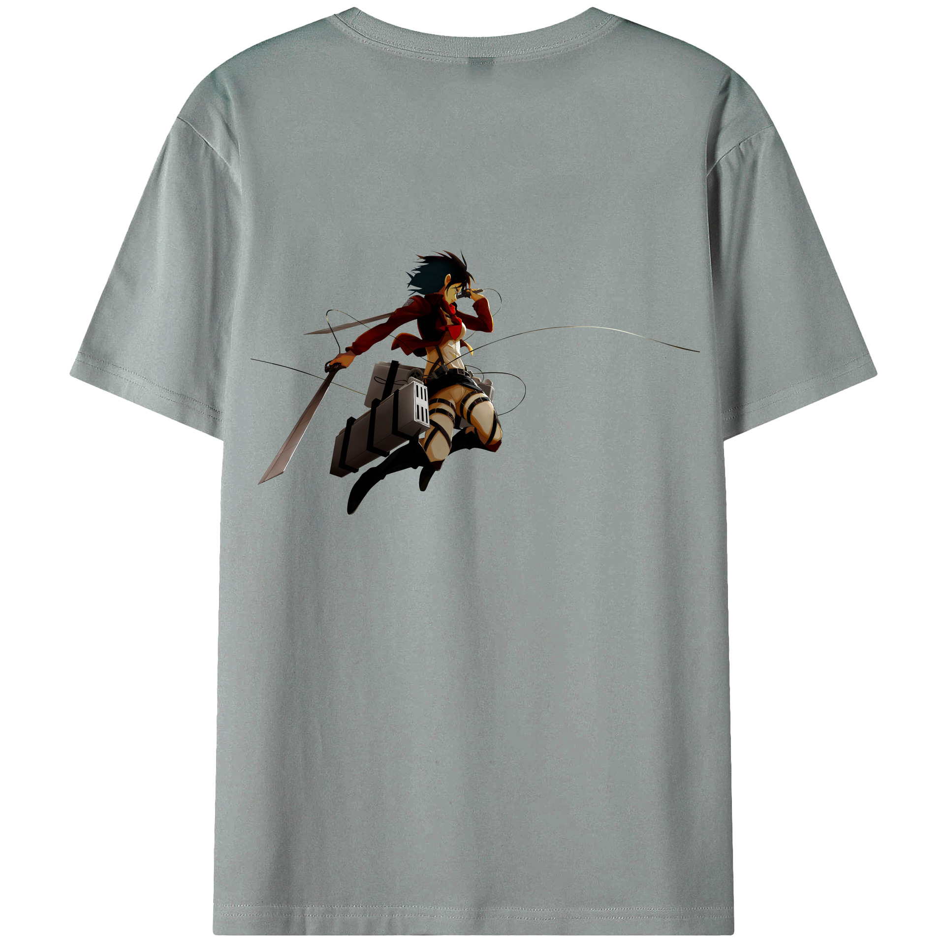 （画像用） 進撃の巨人 ミカサ·アッカーマン Attack on Titan Mikasa Ackerman 綿100％ メンズ半袖Tシャツ（バックプリント） 通気性